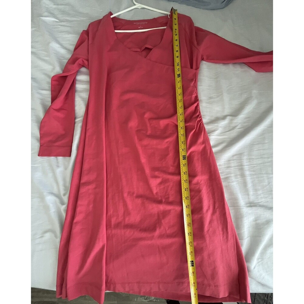 Soft Surroundings Wear Anywhere Dress Pink Faux Wrap 3/4 Sleeve Pullover Size L - Picture 8 of 9